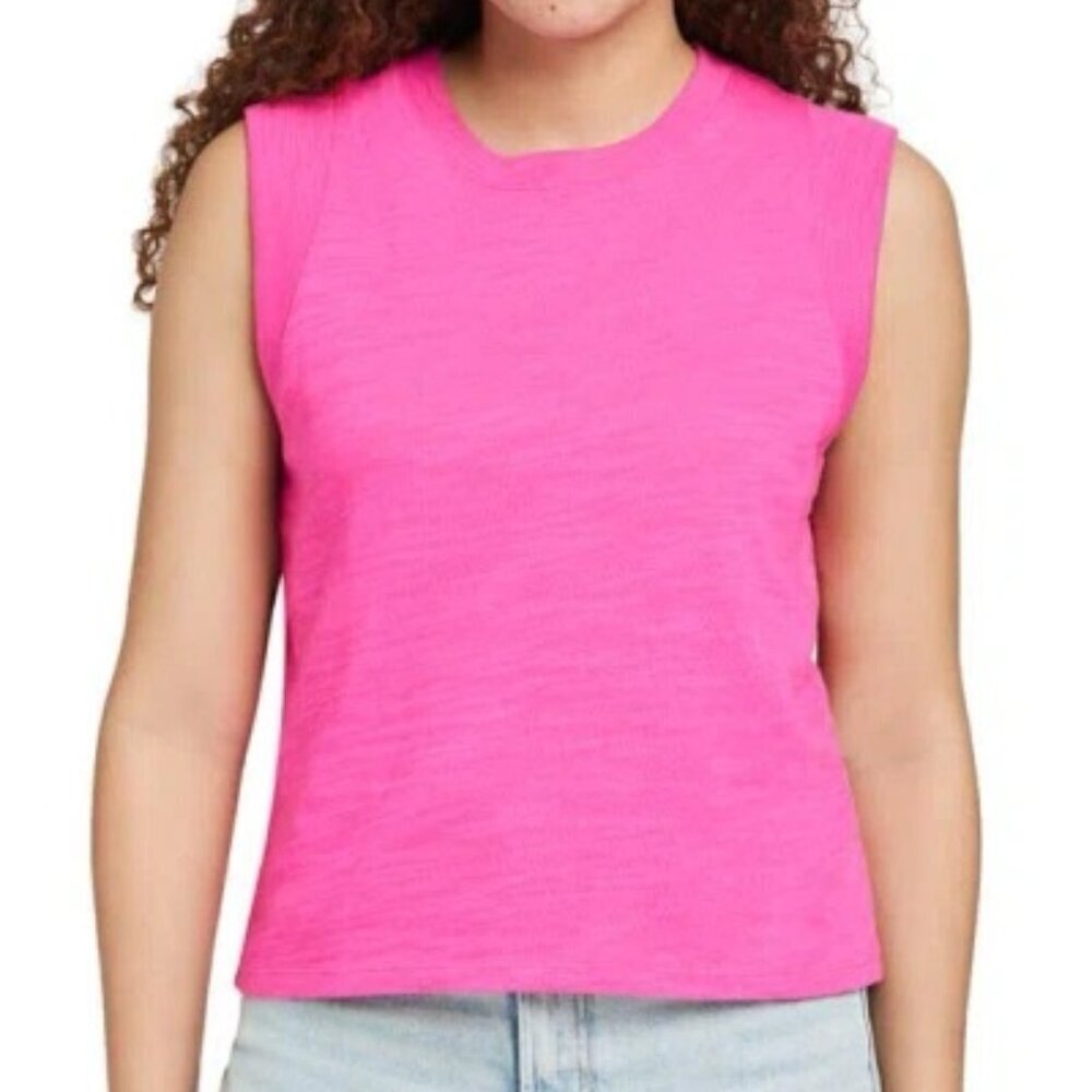 Faherty Sunwashed Slub Muscle Tank Organic Cotton In Cone Flower Pink S